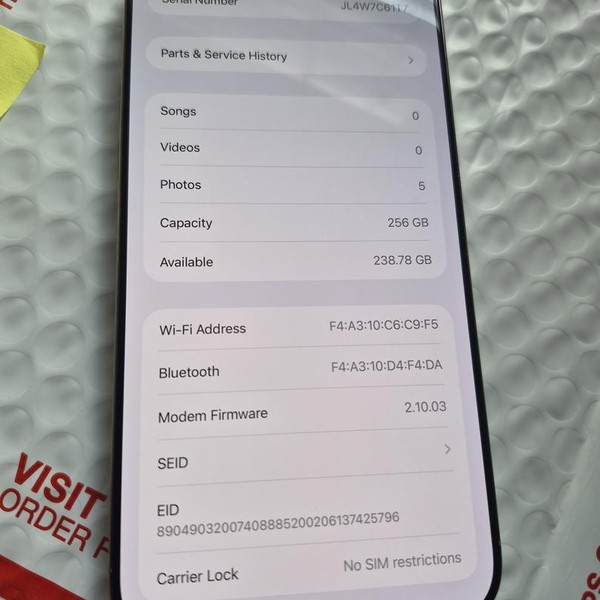 Apple iPhone 16 Pro Max - Unlocked, 256 GB, Natural, A3084