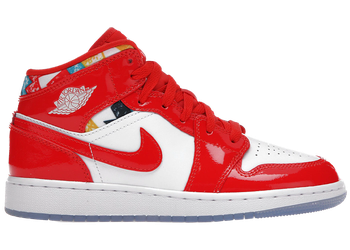 Jordan 1 Mid Barcelona Sweater Red Patent (GS) for sale