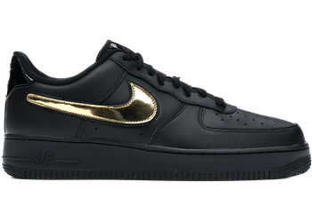 Nike Air Force 1 Black Metallic Gold Removable Swoosh Pack for sale