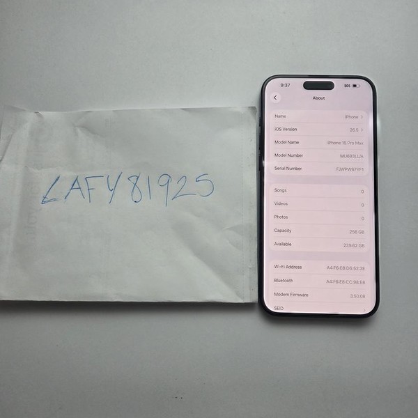 Apple iPhone 15 Pro Max - Unlocked, 256 GB, Blue, A2849