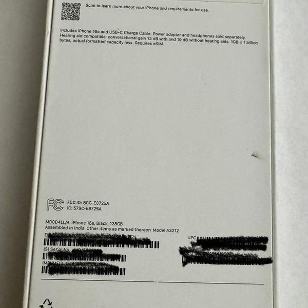 Apple iPhone 16e - AT&T, 128 GB, Black, A3212