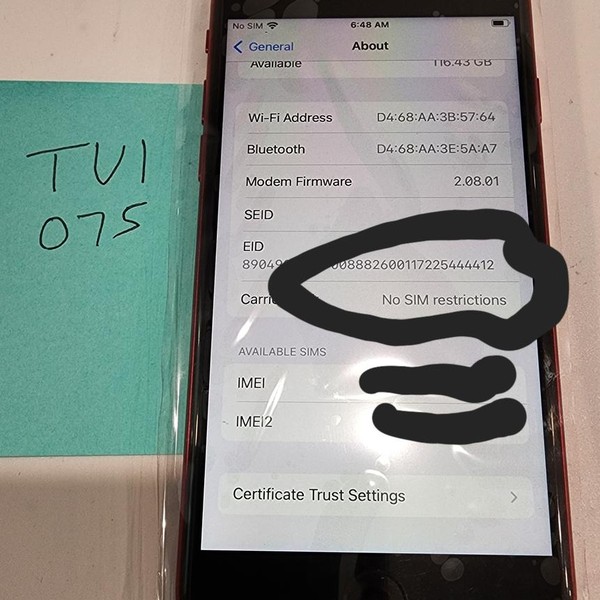 Apple iPhone SE 3rd Gen 2022 - Unlocked, 128 GB, Red, A2595