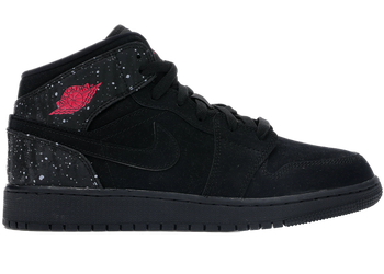 Jordan 1 Mid Black Rush Pink White Splatter (GS) for sale