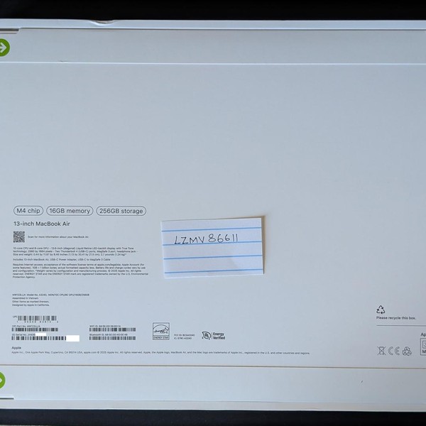 MacBook Air 2025 (M4) - 13 inch - 256 GB, Midnight, 16 GB, Apple M4