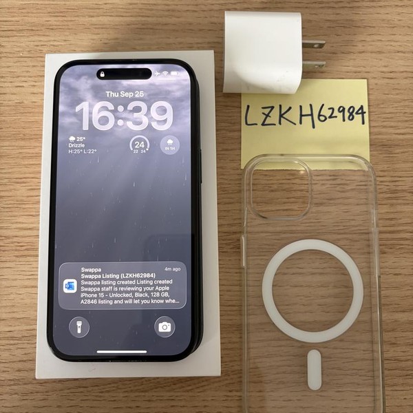 Apple iPhone 15 - Unlocked, 128 GB, Black, A2846