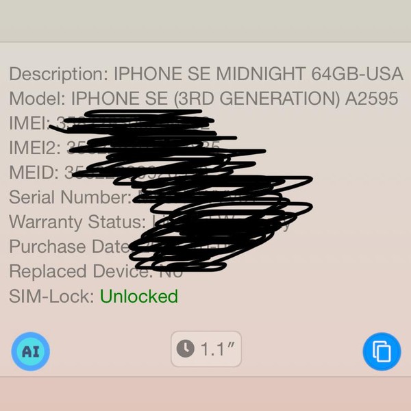 Apple iPhone SE 3rd Gen 2022 - Unlocked, 64 GB, Midnight, A2595