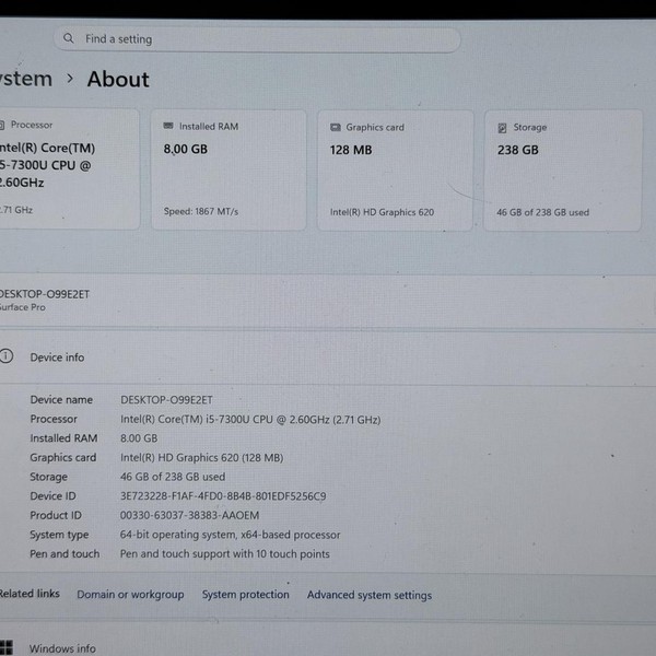 Microsoft Surface Pro 5 (2017) - Unlocked, 256 GB, Silver, 8 GB, LTE