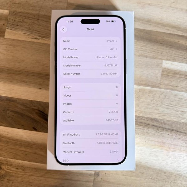 Apple iPhone 15 Pro Max - Unlocked, 256 GB, White, A2849