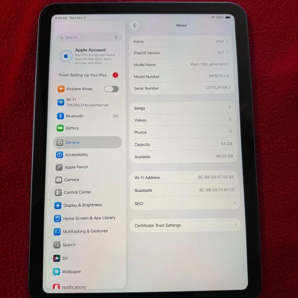 Apple iPad 10th Gen - Wi-Fi, 64 GB, Blue, A2696