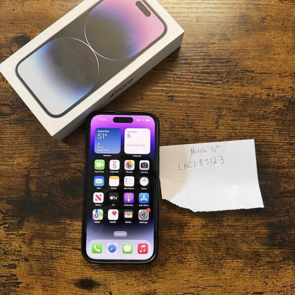 Apple iPhone 14 Pro - Unlocked, 256 GB, Purple, A2650