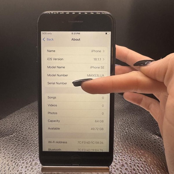 Apple iPhone SE 3rd Gen 2022 - Verizon, 64 GB, Midnight, A2595