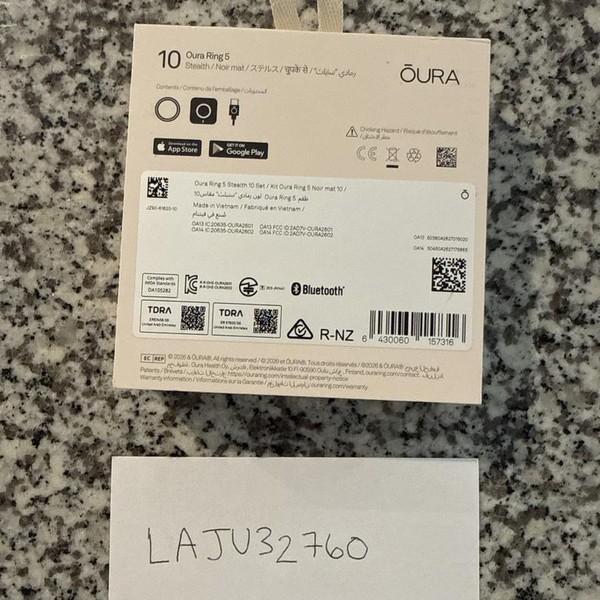 Oura Ring Gen 5 - Stealth, Size 10
