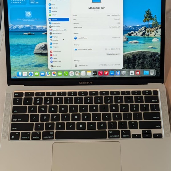 MacBook Air 2020 - 13 inch - 256 GB, Silver, 8 GB, Apple M1