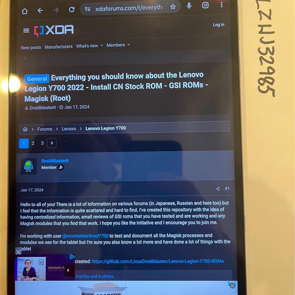 Lenovo Legion Y700 Tablet (2022) - Wi-Fi, 256 GB, 12 GB