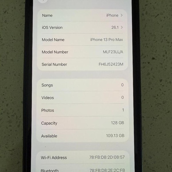 Apple iPhone 13 Pro Max - Unlocked, 128 GB, Graphite, A2484