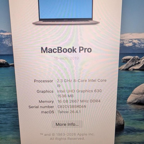 MacBook Pro 2019 - 16 inch - 1 TB, Gray, 16 GB, Intel Core i9