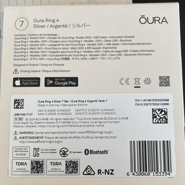 Oura Ring Gen 4 - Silver, Size 7