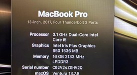 Good
													MacBook Pro 2017 (With Touch Bar) - 13" - I5, Gray, 256 GB, 16 GB, photo 1 of 15
