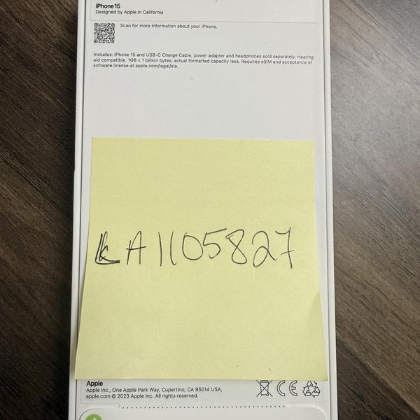 Apple iPhone 15 - AT&T, 128 GB, Black, A2846