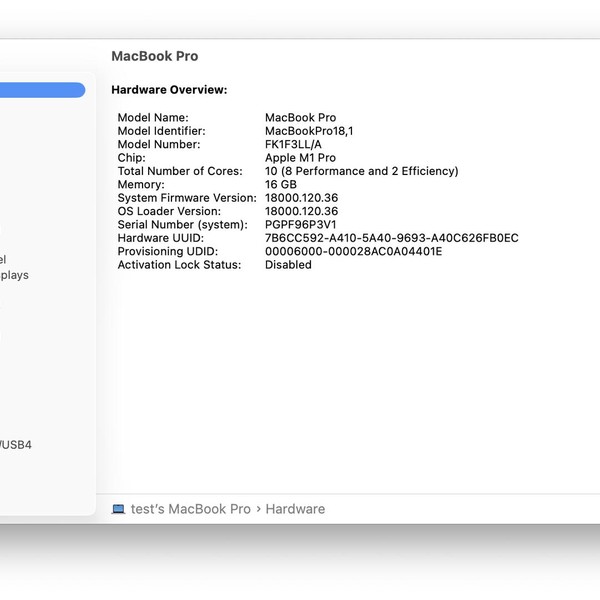 MacBook Pro 2021 - 16 inch - 1 TB, Silver, 16 GB, Apple M1 Pro 10-core