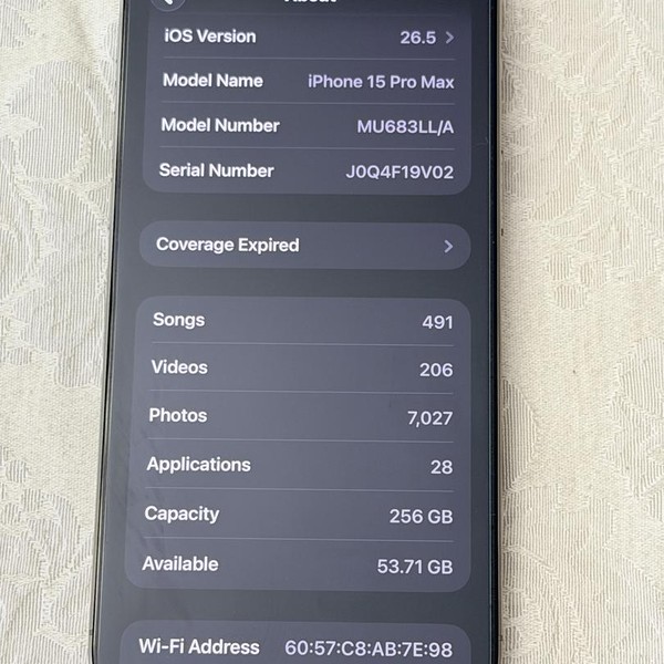 Apple iPhone 15 Pro Max - Unlocked, 256 GB, Natural, A2849