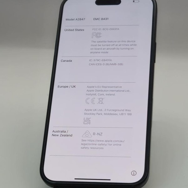 Apple iPhone 15 Plus - Unlocked, 128 GB, Black, A2847