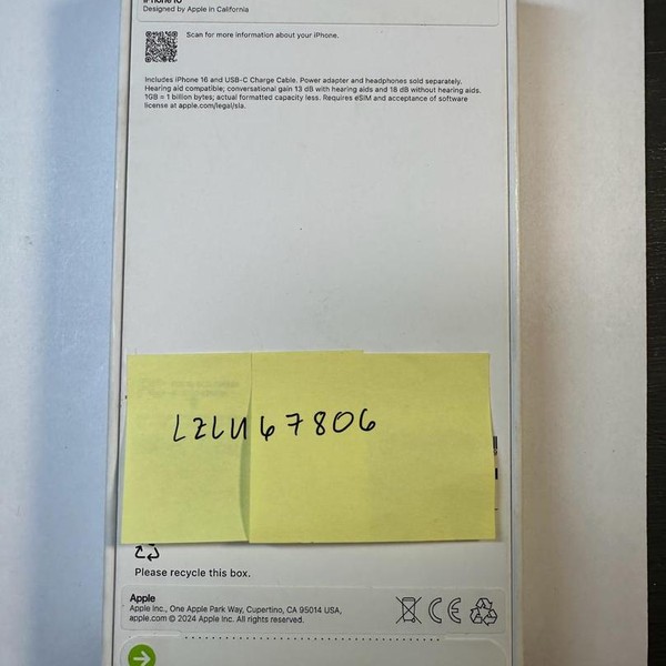 Apple iPhone 16 - Verizon, 128 GB, Ultramarine, A3081