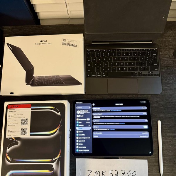 Apple iPad Pro 11 inch (M4) 2024 - Wi-Fi, 256 GB, Black, 8 GB, A2836, Standard Glass