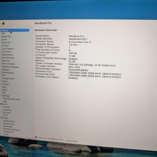 MacBook Pro 2019 - 16 inch - 512 GB, Silver, 32 GB, Intel Core i7