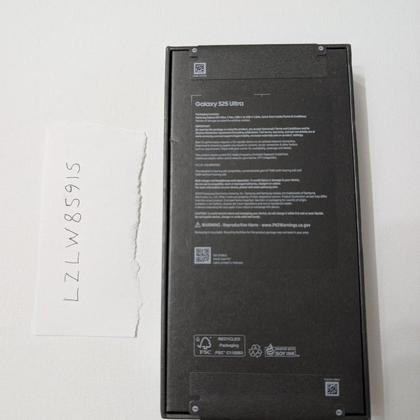 Samsung Galaxy S25 Ultra - Unlocked, 256 GB, Black, 12 GB, SM-S938U1