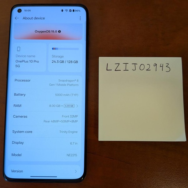 OnePlus 10 Pro - Unlocked, Black, 128 GB, 8 GB, NE2215