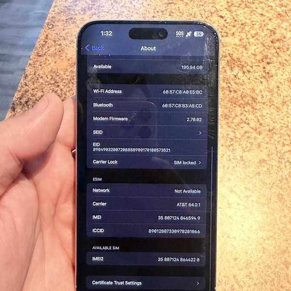 Apple iPhone 15 Pro Max - AT&T, 256 GB, Natural, A2849