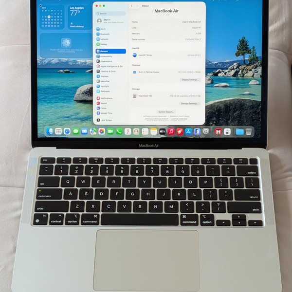 MacBook Air 2020 - 13 inch - 256 GB, Silver, 8 GB, Apple M1