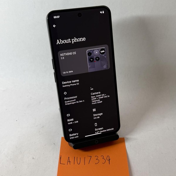 Nothing Phone (3) - Unlocked, 512 GB, Black, 16 GB