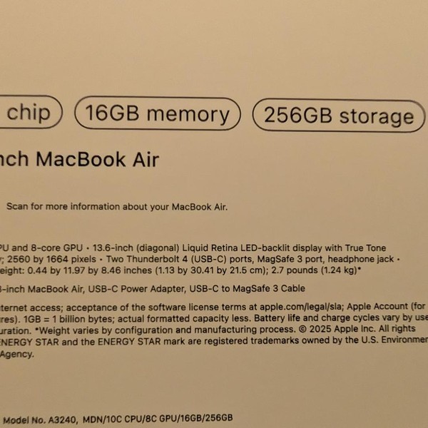 MacBook Air 2025 (M4) - 13 inch - 256 GB, Midnight, 16 GB, Apple M4