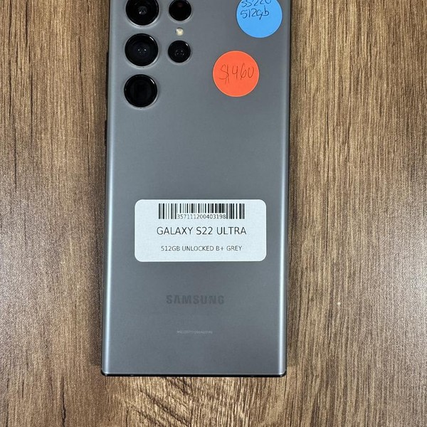 Samsung Galaxy S22 Ultra - Unlocked, 512 GB, Graphite, 12 GB, SM-S908U1