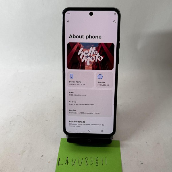 Motorola Razr Plus (2024) - Unlocked, 256 GB, Navy Blue, 12 GB