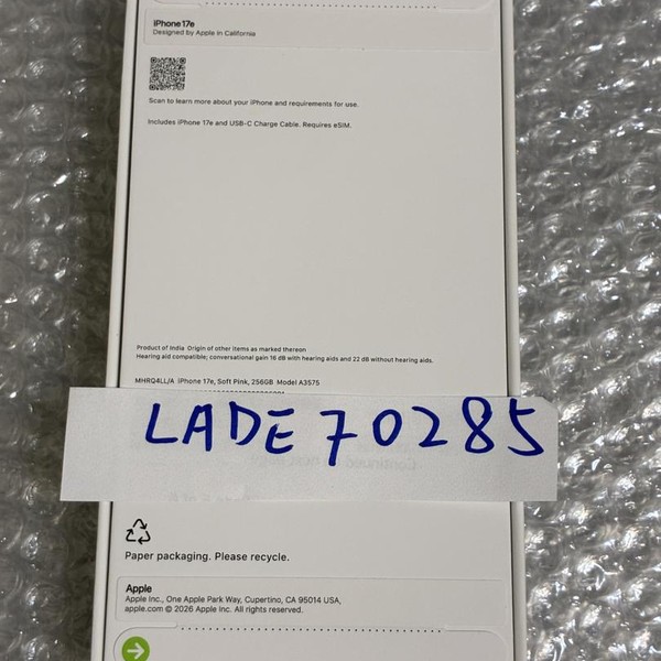 Apple iPhone 17e - Unlocked, 256 GB, Pink, A3575