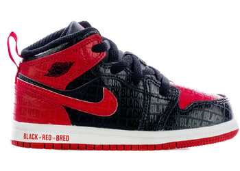 Jordan 1 Mid Black + Red = Bred (TD) for sale