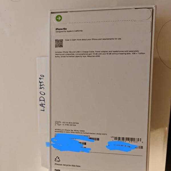 Apple iPhone 16e - Cricket, 128 GB, White, A3212