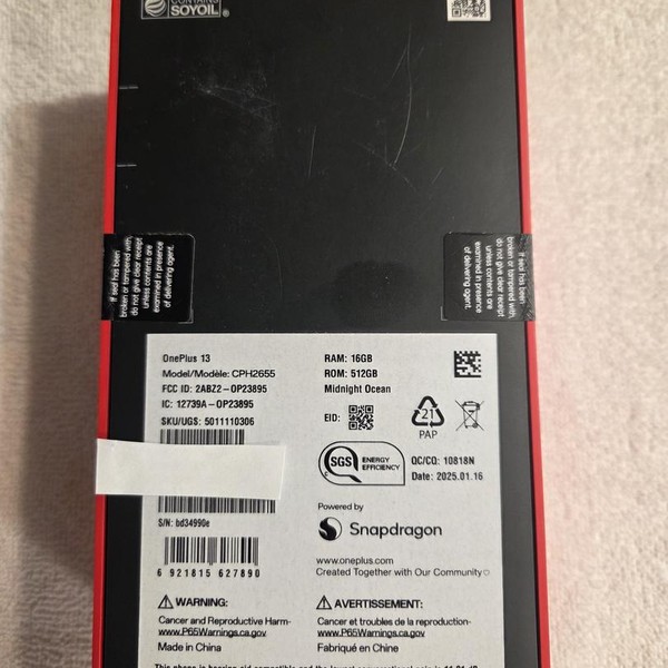 OnePlus 13 - Unlocked, 512 GB, Midnight Ocean, 16 GB