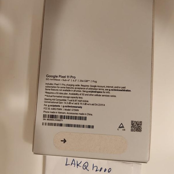 Google Pixel 11 Pro - Unlocked, 256 GB, Fog, 12 GB, G7SWN