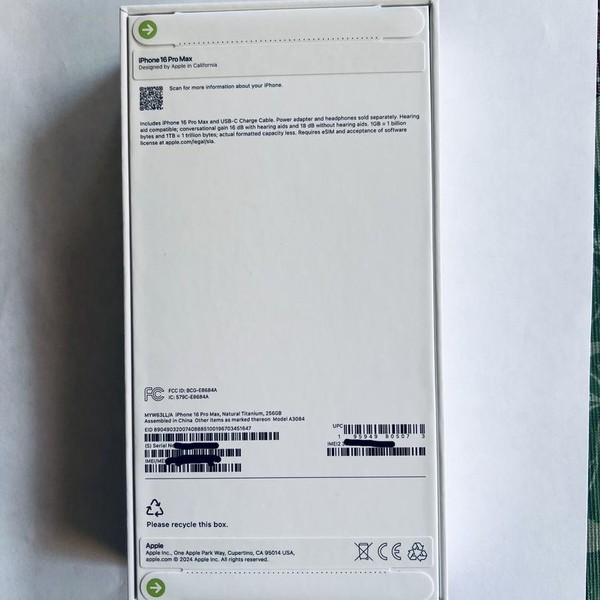 Apple iPhone 16 Pro Max - Unlocked, 256 GB, Natural, A3084