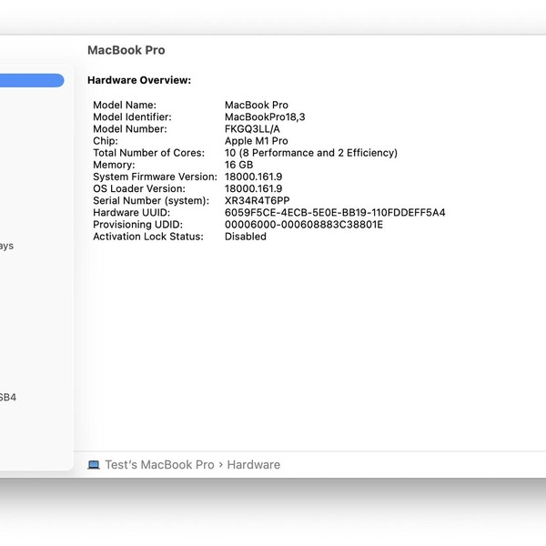 MacBook Pro 2021 - 14 inch - 1 TB, Gray, 16 GB, Apple M1 Pro 10-core
