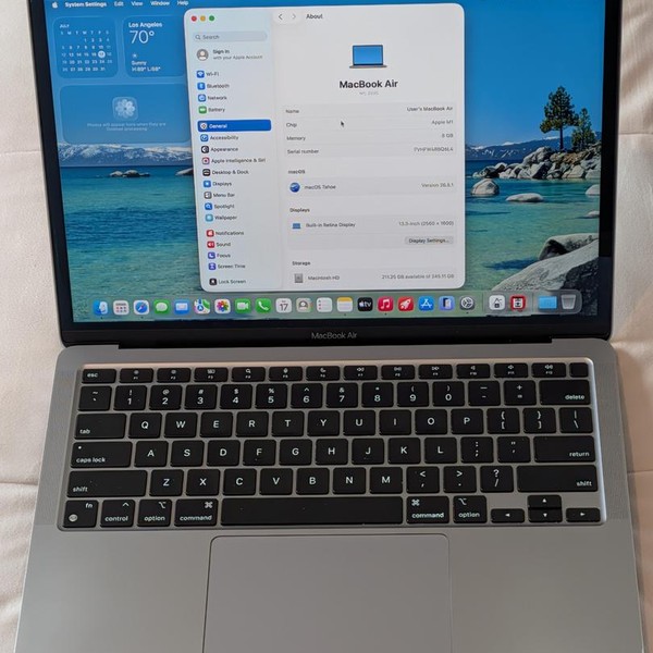 MacBook Air 2020 - 13 inch - 256 GB, Gray, 8 GB, Apple M1