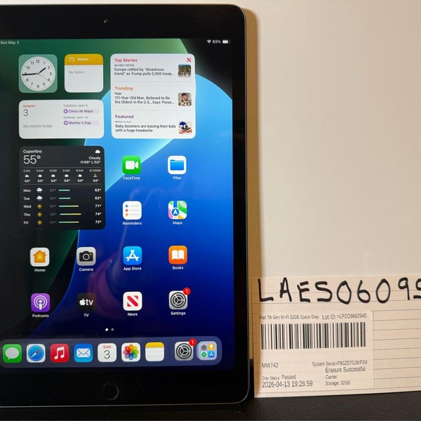 Apple iPad (7th Gen) - Wi-Fi, 32 GB, Gray, A2197