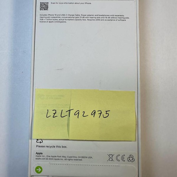 Apple iPhone 16 - Verizon, 128 GB, Black, A3081