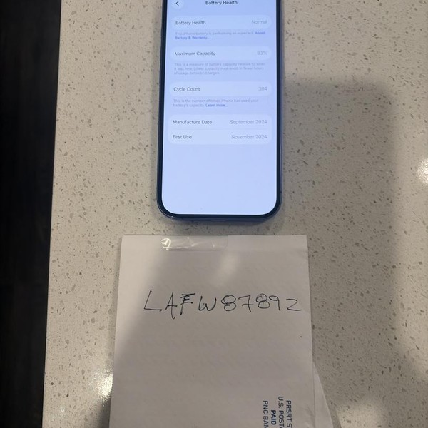 Apple iPhone 16 - Unlocked, 128 GB, Ultramarine, A3081