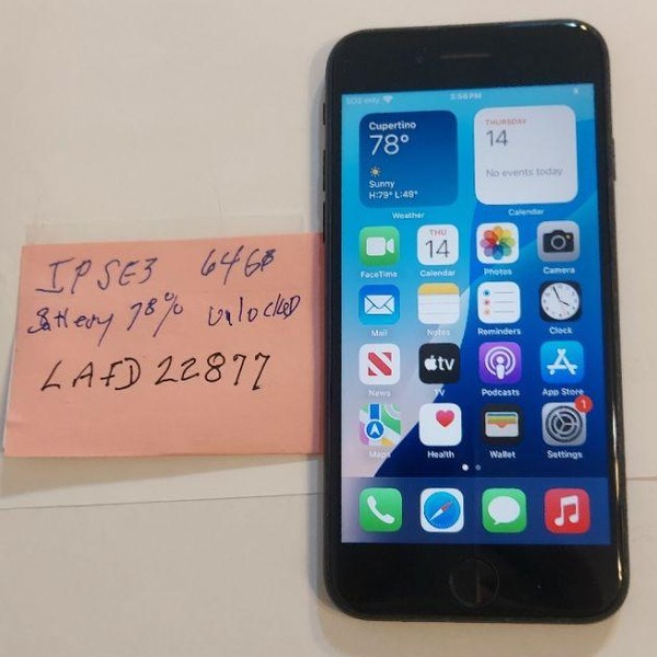 Apple iPhone SE 3rd Gen 2022 - Unlocked, 64 GB, Midnight, A2595