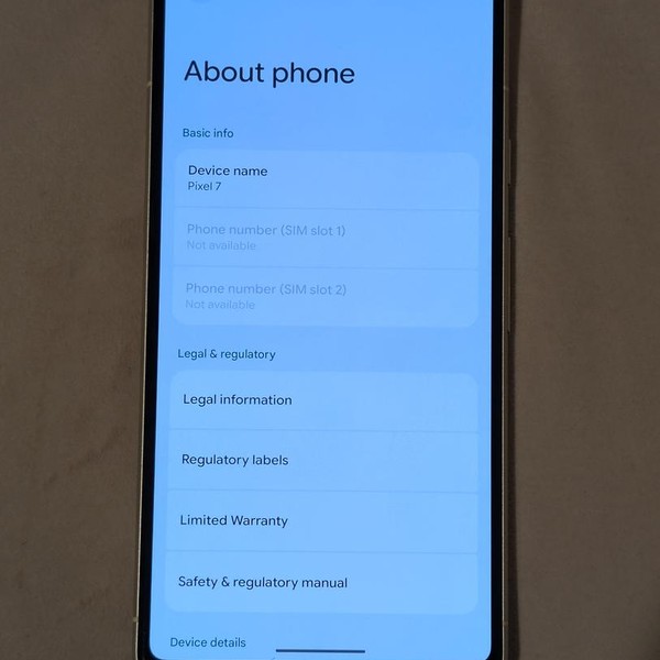 Google Pixel 7 - Unlocked, 128 GB, Snow, 8 GB, GVU6C, Sub-6 5G